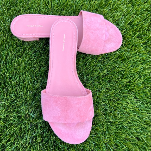 Mansur Gavriel Suede Flat Sandal Slides in Blush Pink size 7.5 - Picture 4 of 11